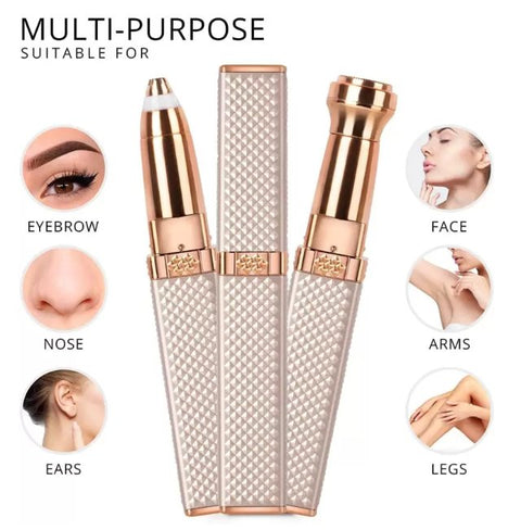 2-in-1 Women Hair Remover in UAE – USB Rechargeable Facial Hair Remover, Eyebrow & Nose Trimmer with LED Light