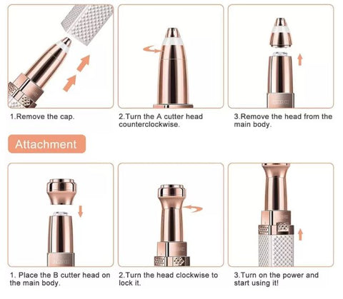 2-in-1 Women Hair Remover in UAE – USB Rechargeable Facial Hair Remover, Eyebrow & Nose Trimmer with LED Light