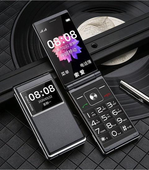 Large Screen Double Display Flip Button Mobile Phone for Elderly – GSM Senior Phone UAE