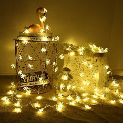 LED Small Flashing String Lights with Stars & Snowflakes – Battery Operated Christmas Decoration UAE
