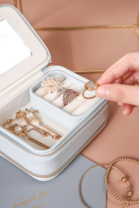 Portable Travel Jewelry Box in UAE – Double-Sided PU Leather Organizer for Rings, Earrings & Necklaces