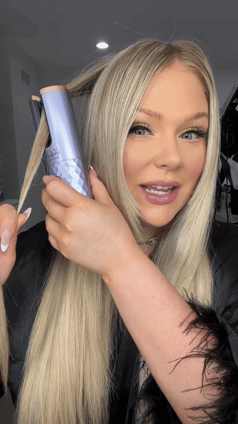 Cordless Automatic Hair Curler – Rechargeable Portable Curling Iron with Digital Temperature Display (UAE)