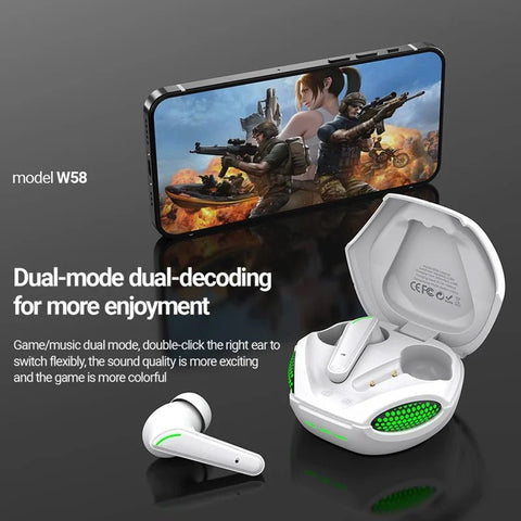 Celebrat W58 TWS Wireless Gaming Headset in UAE – HiFi Stereo Sound, Low-Latency Bluetooth 5.1 Earbuds with LED Lights
